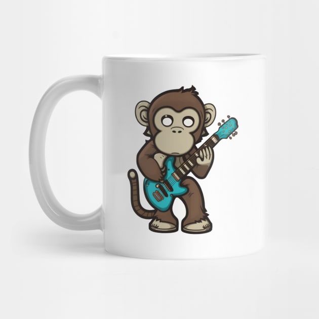 Monkey Playing Guitar by Artifyio